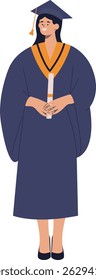 Personagem de Graduação Estudantil na Universidade. Ilustração vetorial em estilo de desenho animado