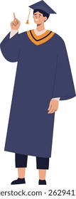 Personagem de Graduação Estudantil na Universidade. Ilustração vetorial em estilo de desenho animado