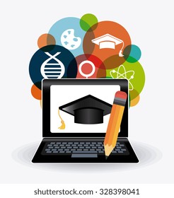 Student graduation design over white background, vector illustration eps10