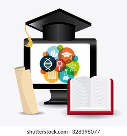 Student graduation design over white background, vector illustration eps10