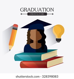 Student graduation design over white background, vector illustration eps10