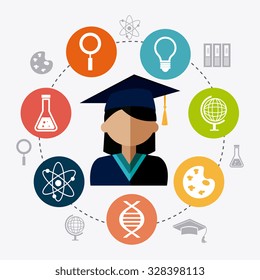 Student graduation design over white background, vector illustration eps10
