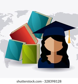 Student graduation design over white background, vector illustration eps10