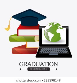 Student graduation design over white background, vector illustration eps10