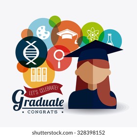 Student graduation design over white background, vector illustration eps10
