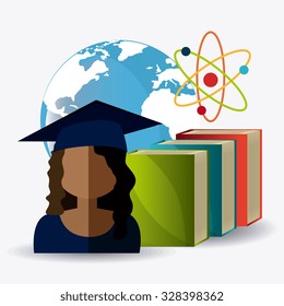 Student graduation design over white background, vector illustration eps10