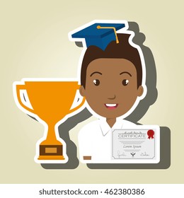 student graduation diploma trophy vector illustration eps 10