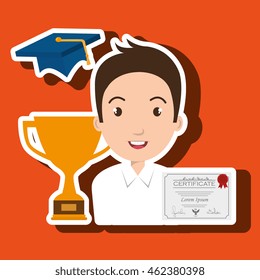 student graduation diploma trophy vector illustration eps 10
