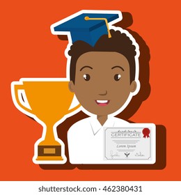 student graduation diploma trophy vector illustration eps 10