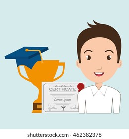 student graduation diploma trophy vector illustration eps 10