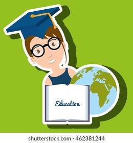 student graduation diploma world vector illustration eps 10