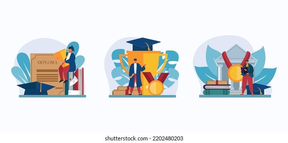 Student Graduation Flat Bundle Design