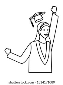 Student with graduation gown and hat