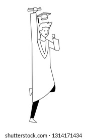 Student with graduation gown and hat