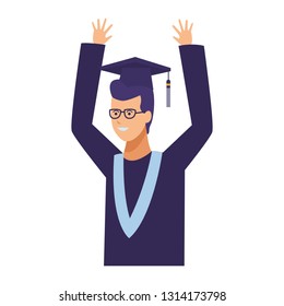 Student with graduation gown and hat