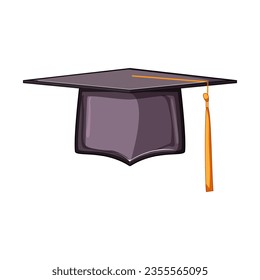 student graduation hat cartoon. degree black, academic study, tassel graduate student graduation hat sign. isolated symbol vector illustration