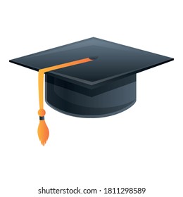 Student graduation hat icon. Cartoon of student graduation hat vector icon for web design isolated on white background