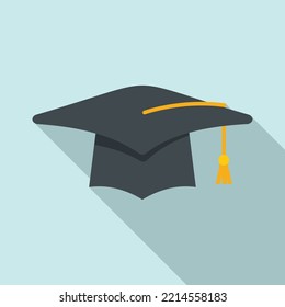 Student graduation hat icon flat vector. School graduate. Academic cap