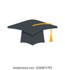 Student graduation hat icon flat vector. School graduate. Academic cap isolated