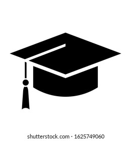 Student graduation hat icon on white background