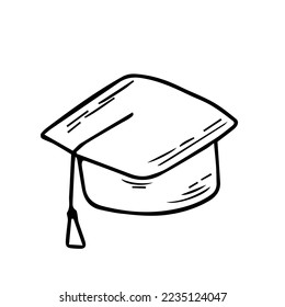 Student graduation hat isolated on white background. Square academic cap. Symbol of bachelor's and master's degree. Flat style vector illustration.
