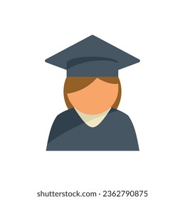 Student graduation icon flat vector. Degree graduate. Cap school isolated