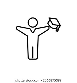 student graduation icon in outline style. suitable for business presentations, websites etc.
isolated white background.