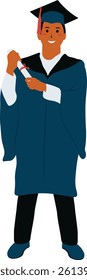 Student Graduation Illustration. Vector Character in Flat Design.