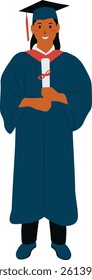 Student Graduation Illustration. Vector Character in Flat Design.