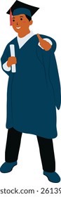 Student Graduation Illustration. Vector Character in Flat Design.