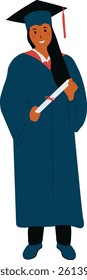 Student Graduation Illustration. Vector Character in Flat Design.