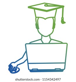 student graduation with laptop