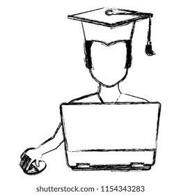 student graduation with laptop