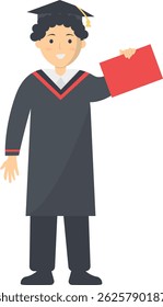 Student Graduation on the High School. Vector Illustration Isolated on White Background