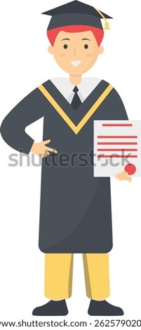 Student Graduation on the High School. Vector Illustration Isolated on White Background