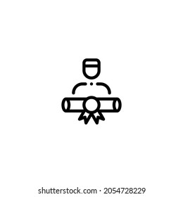 Student graduation Outline Icon, Logo, and illustration Vector