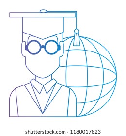 student graduation with planet