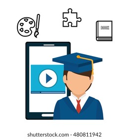 student graduation school set elements design