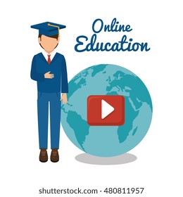 student graduation school set elements design