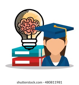 student graduation school set elements design