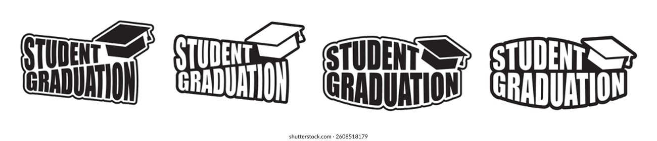 Student graduation set icon, vector illustration