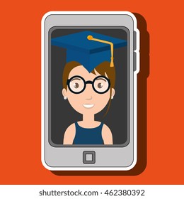 student graduation smartphone cap vector illustration eps 10