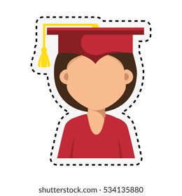 student graduation with uniform icon