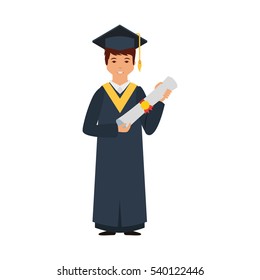 student with graduation uniform vector illustration design