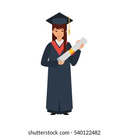 student with graduation uniform vector illustration design