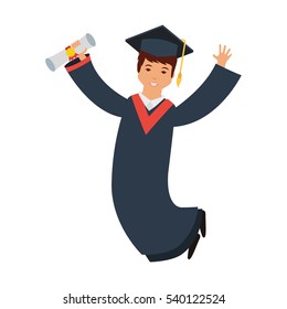 student with graduation uniform vector illustration design