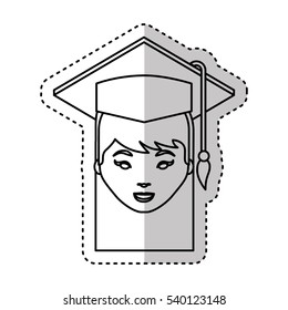 student with graduation uniform vector illustration design