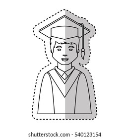 student with graduation uniform vector illustration design