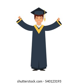 student with graduation uniform vector illustration design