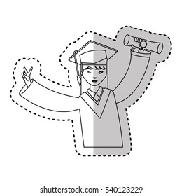student with graduation uniform vector illustration design